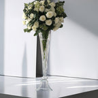 Glass Trumpet Floor Vase Reversible Clarinet Style Clear - Decorative Flower Centerpiece for Events 40"