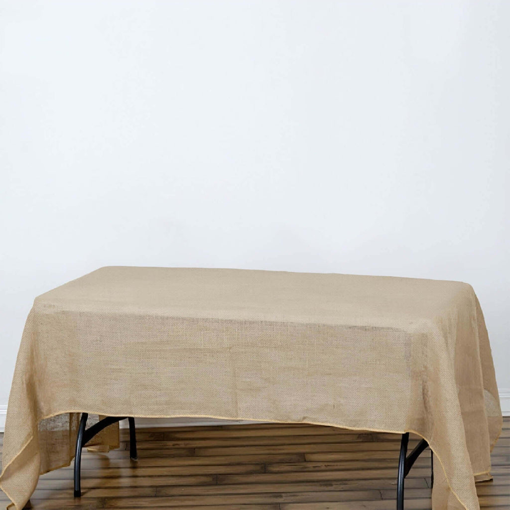 Burlap Jute 60"x102" Rectangle Tablecloth Natural - Rustic Boho Chic Table Linen