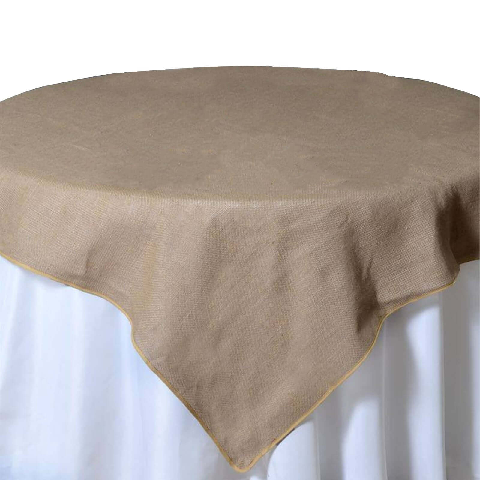 Natural Jute 72"x72" Table Overlay Square Tablecloth - Rustic Design for Authentic Vintage Decor