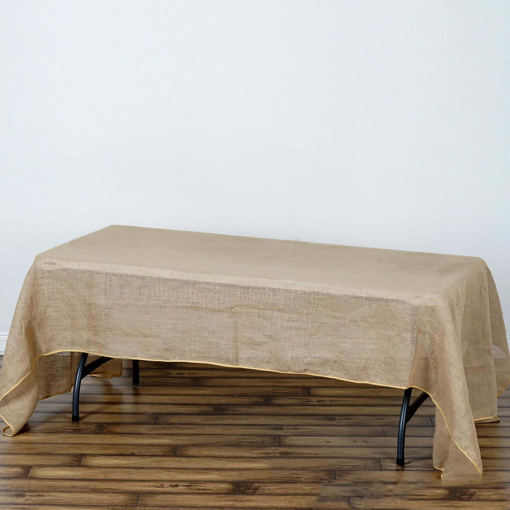 Burlap Jute 60"x126" Rectangle Tablecloth Natural - Rustic Boho Chic Table Linen