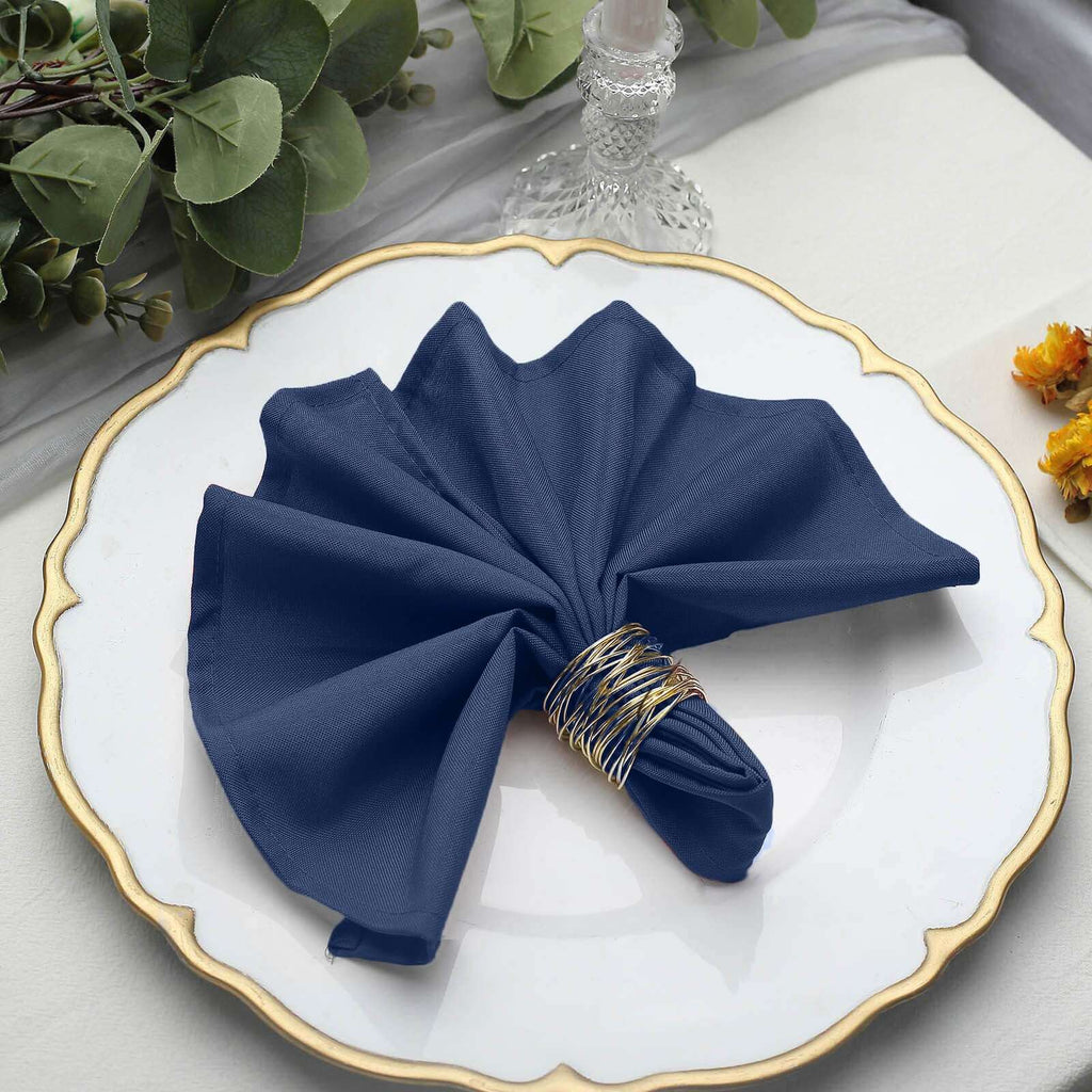 5 Pack Polyester 17"x17" Napkins Navy Blue - Durable & Wrinkle Resistant Dinner Napkins
