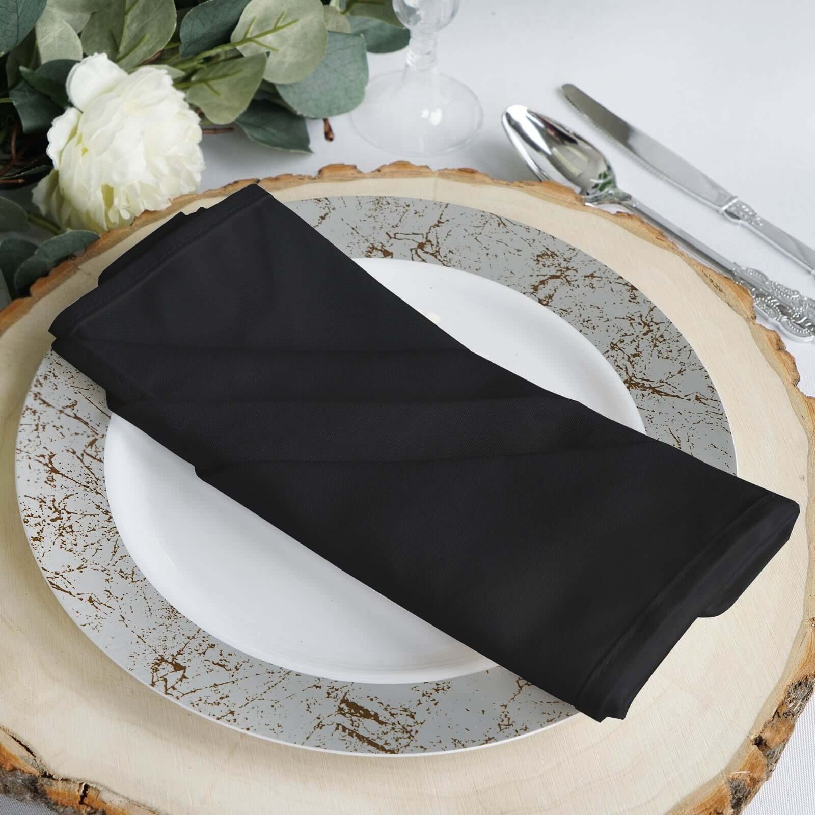 5 Pack 100% Cotton 20"x20" Napkins Black - Commercial Grade Cloth Napkins