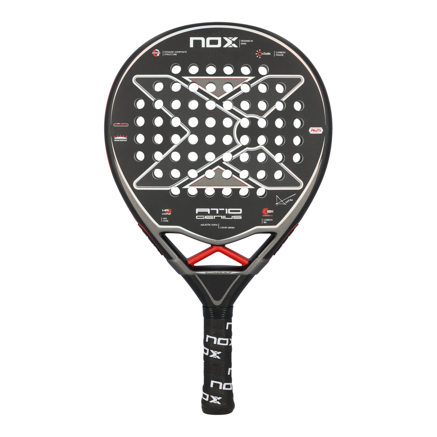 NOX AT10 GENIUS 18K BLACK BY AGUSTÍN TAPIA 2023 Padel Racket Nox