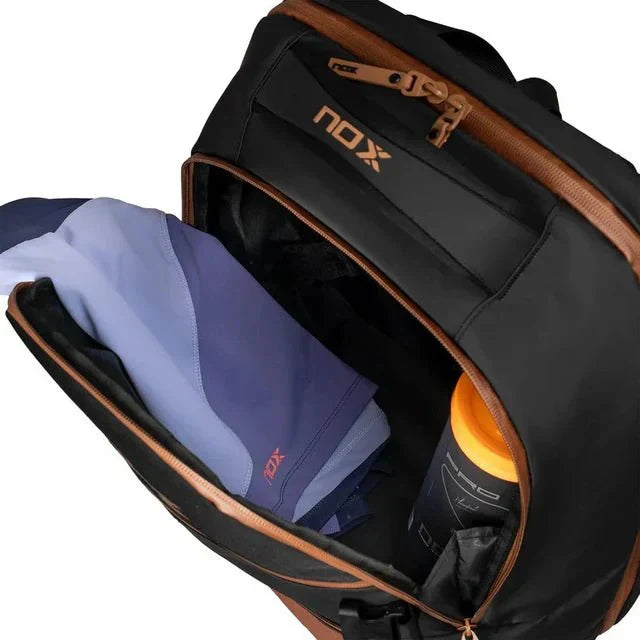 NOX LUXURY Open Series Black/Brown 2024 Backpack Padel Bag Nox