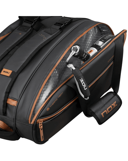 Nox LUXURY OPEN Series Black/Brown Padel Bag - Bell Racket Store