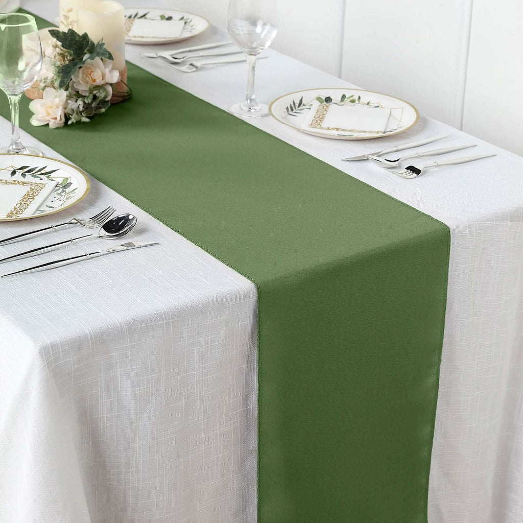 Polyester 12"x108" Table Runner Olive Green - Durable & Wrinkle-Resistant Table Decor