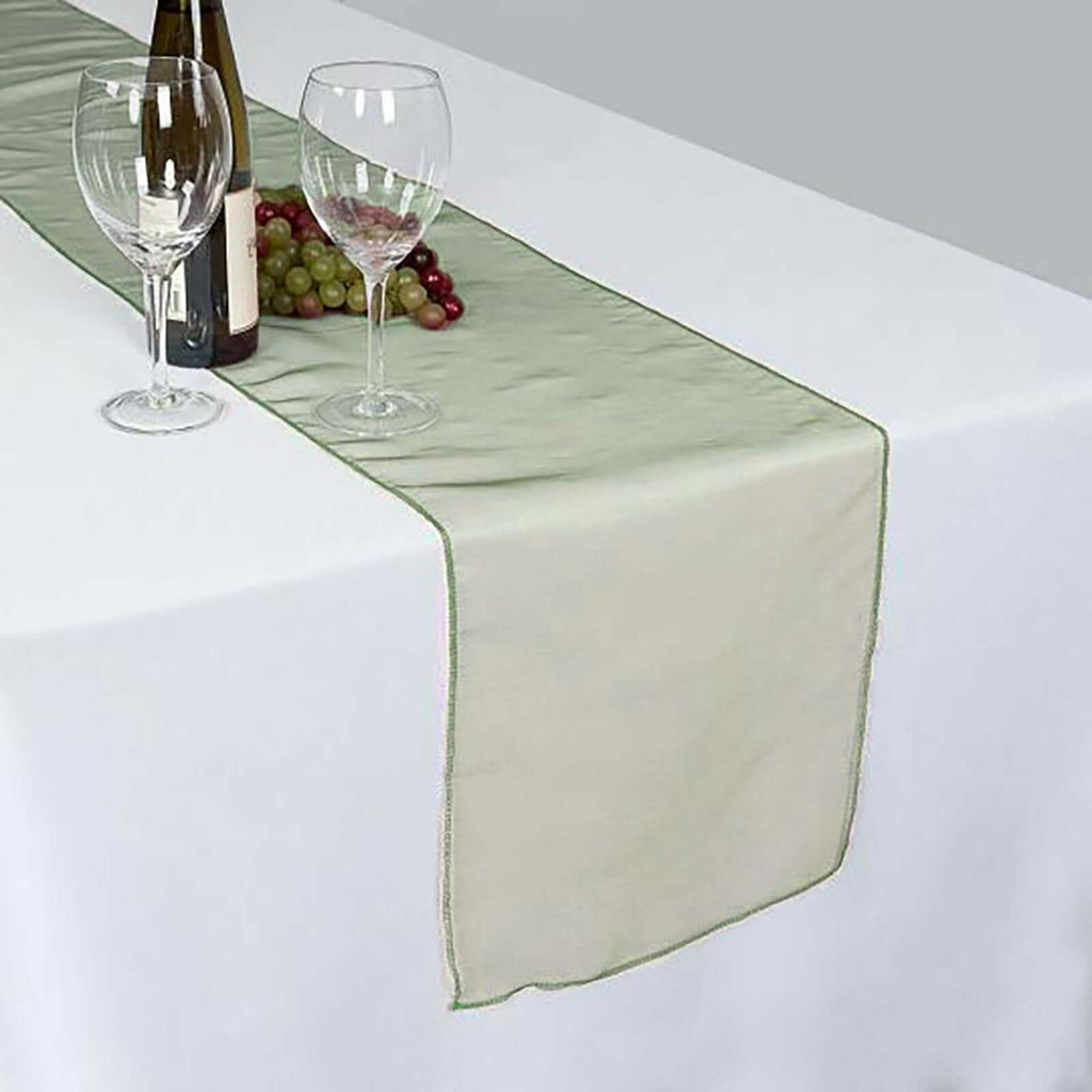 10 Pack Sheer Organza 14"x108" Table Runners Olive Green - Soft and Lightweight Table Accent