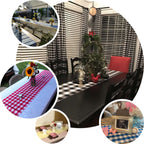 Polyester 14"x108" Table Runner Black/White - Gingham Plaid Design