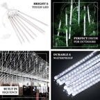 8 Tubes LED Hanging String Lights Icicle Design Clear - Waterproof Snowfall Effect 12"