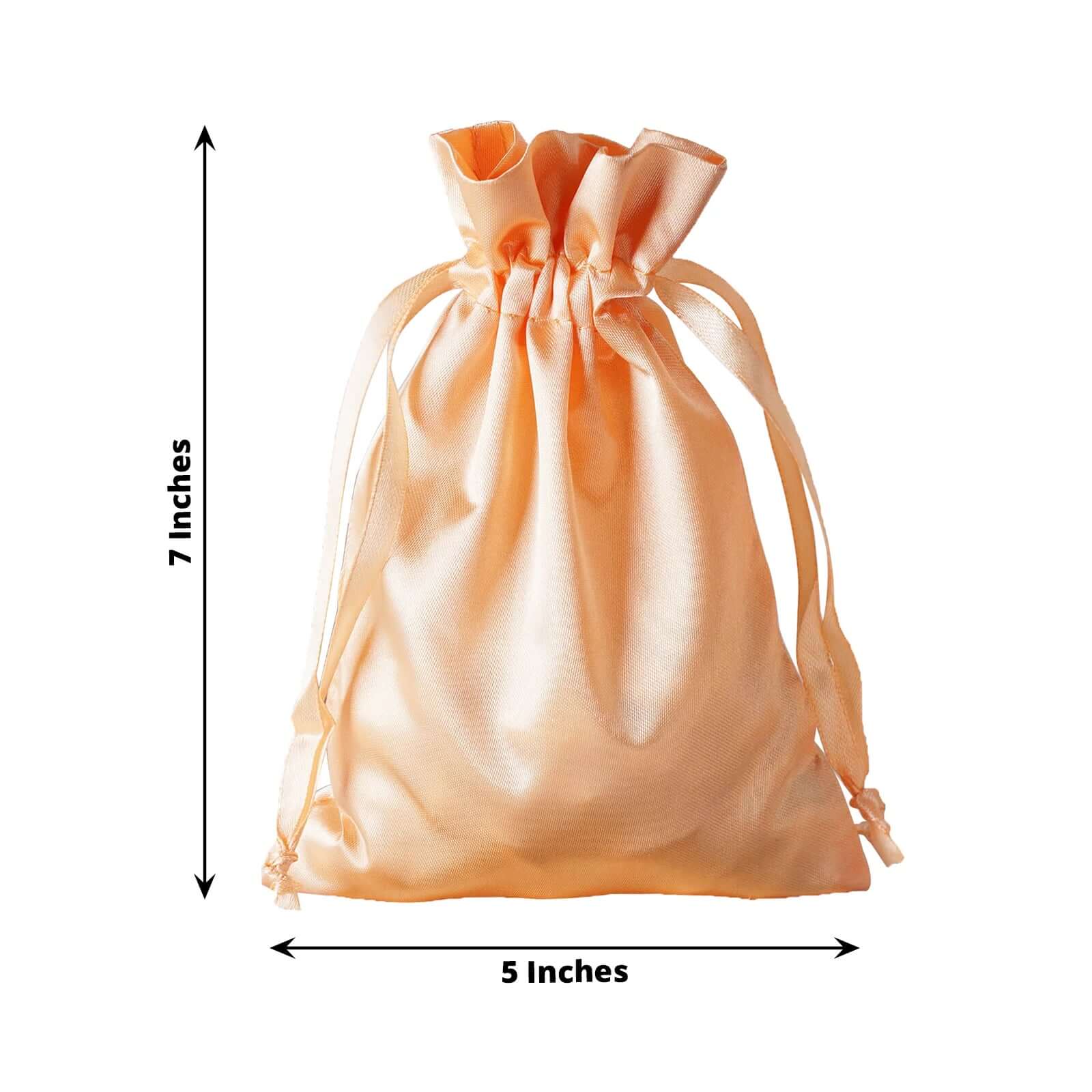 12 Pack 5"x7" Peach Satin Drawstring Wedding Party Favor Gift Bags