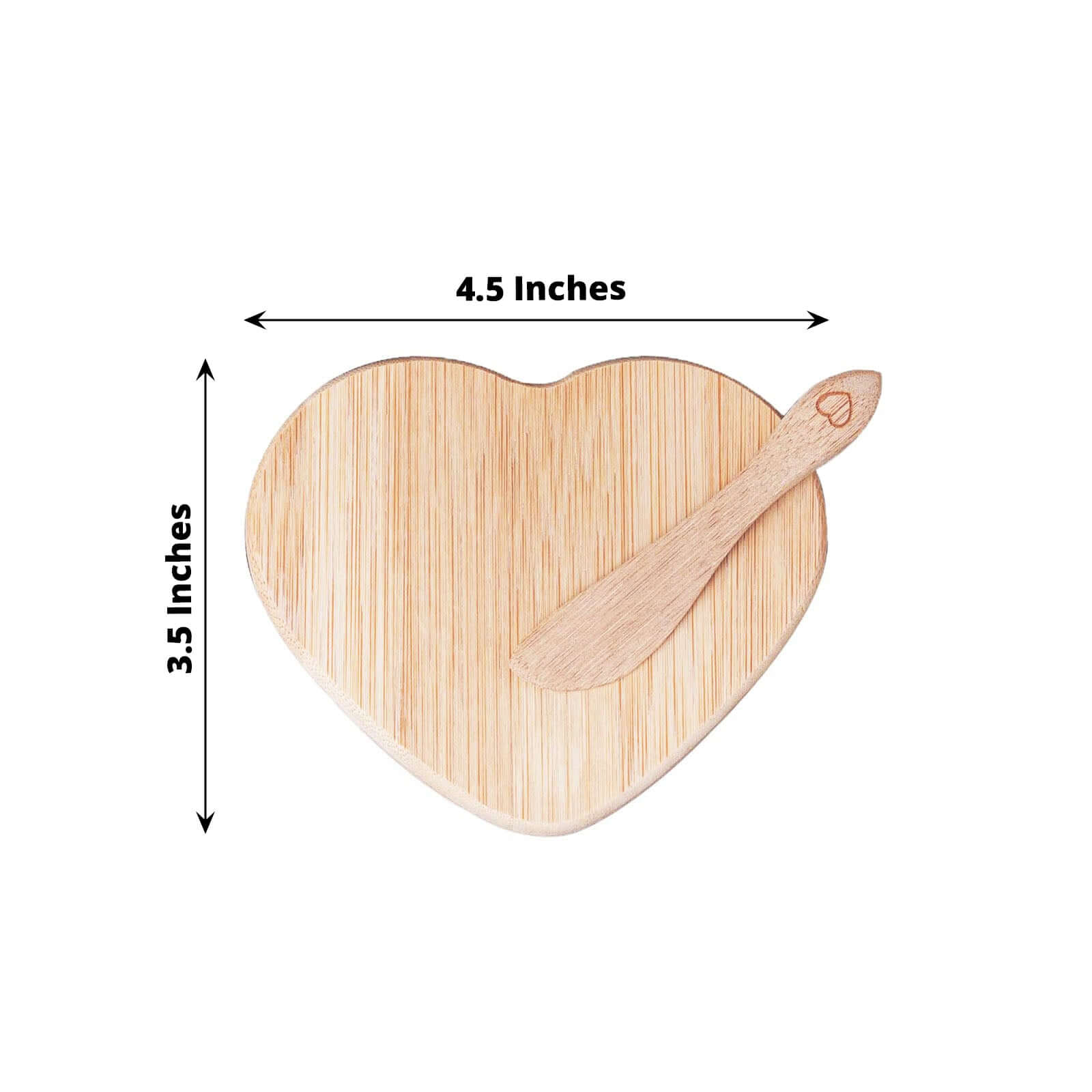 Heart Shaped Bamboo Brie Cheese Board and Knife Set Party Favor with Clear Gift Box, Ribbon & Thank You Tag