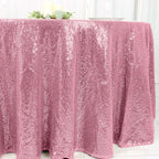 Sequin 120" Round Tablecloth Pink - Seamless Glittering Table Cover