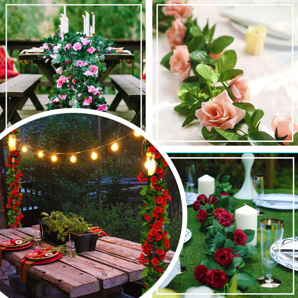 6ft Pink Artificial Silk Rose Garland UV Protected Flower Chain