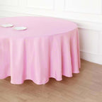 Polyester 120" Round Tablecloth Pink - Seamless Wrinkle-Resistant Table Cover
