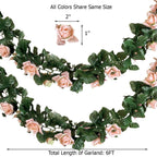 6ft Pink Artificial Silk Rose Garland UV Protected Flower Chain