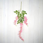 5 Pack 44" Silk Hanging Wisteria Flower Garland Vines in Pink, 3 Strands in 1 Bush