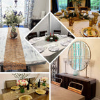 Plastic Woven Vinyl 13"x6ft Table Runner Metallic Gold - Non - Slip & Reversible Tabletop Decor - Bell Racket Store