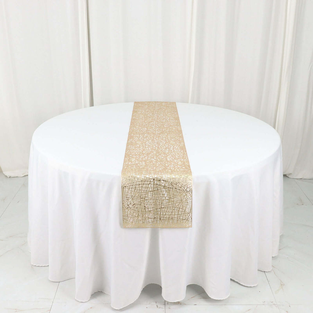 Plastic Woven Vinyl 13"x6ft Table Runner Metallic Gold - Non - Slip & Reversible Tabletop Decor - Bell Racket Store