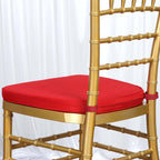 Chiavari Chair Cushion with 1.5" Thick Memory Foam and Ties Red - Stylish Removable Cover for Comfort