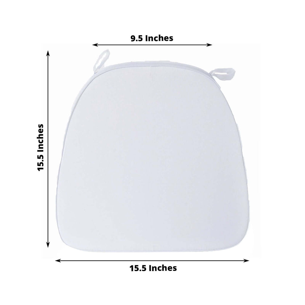 Chiavari Chair Cushion with 1.5" Thick Memory Foam and Ties White - Stylish Removable Cover for Comfort