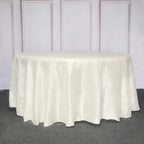 Taffeta 120" Round Tablecloth Ivory - Seamless Accordion Crinkle Table Cover