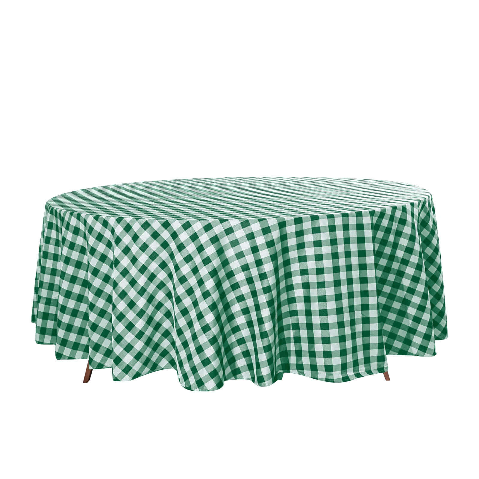 Polyester 108" Round Tablecloth White/Green - Checkered Buffalo Plaid Table Cover