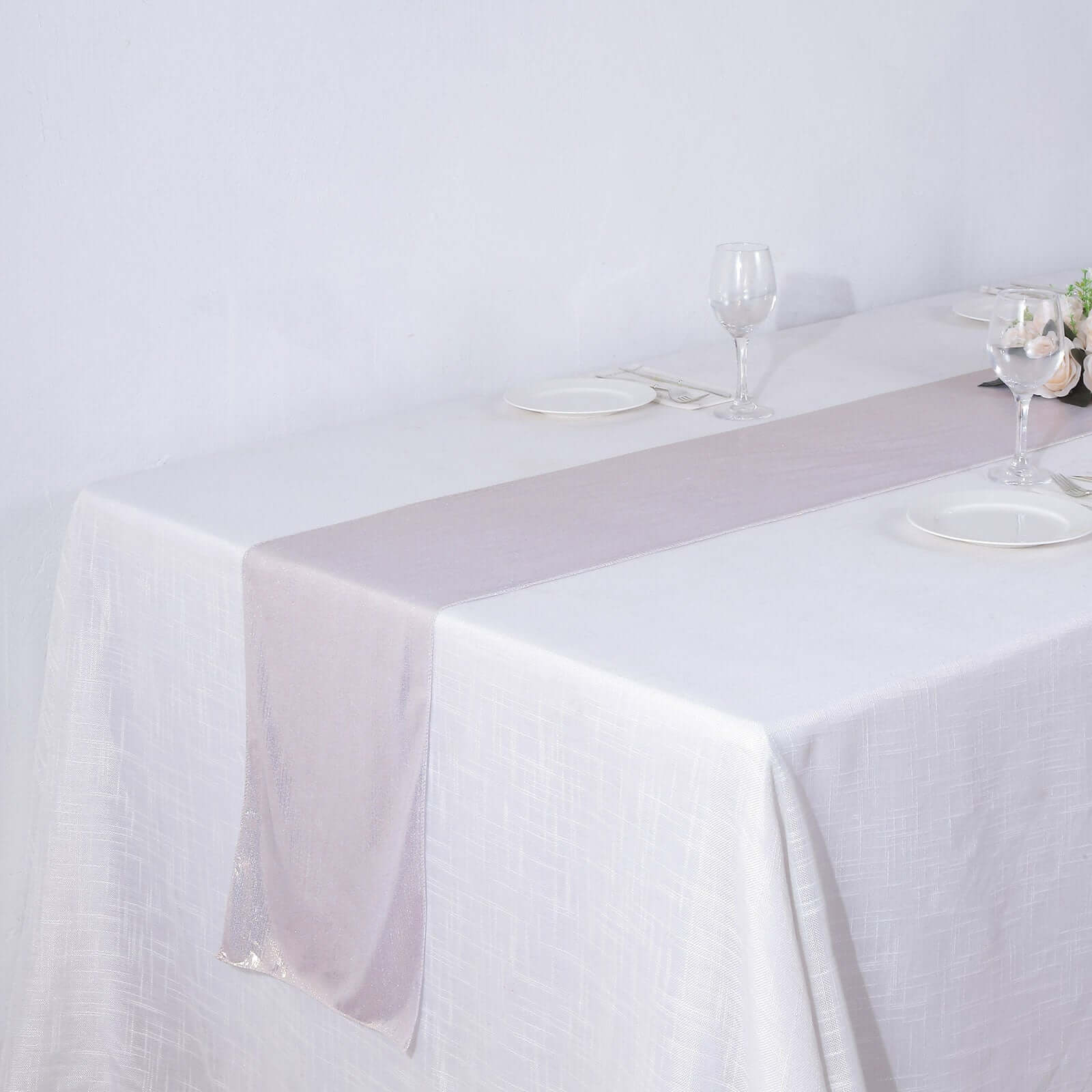 Polyester 12"x108" Table Runner Beige Shimmer Sequin Dots - Wrinkle - Free Finish Table Linen - Bell Racket Store