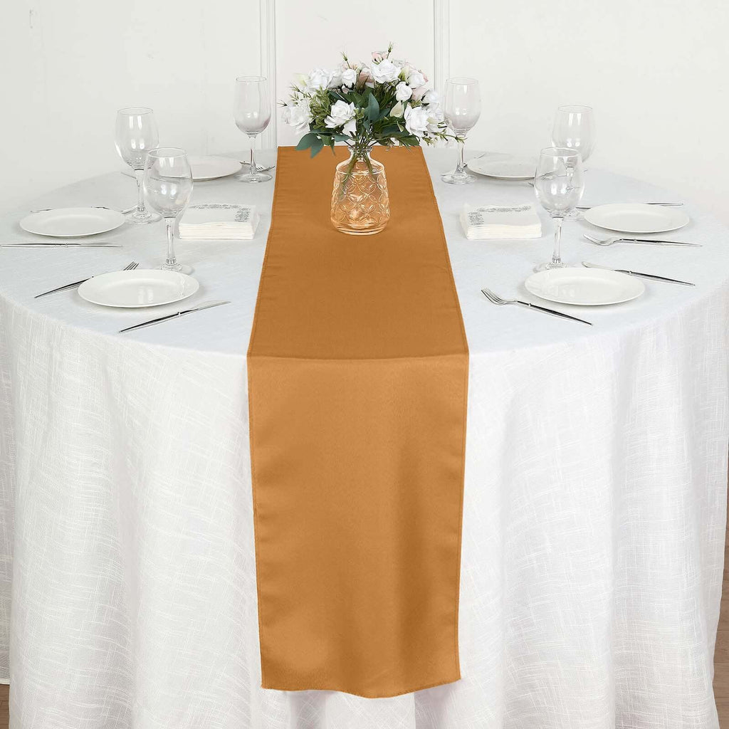 Polyester 12"x108" Table Runner Gold - Durable & Wrinkle-Resistant Table Decor for All Occasions