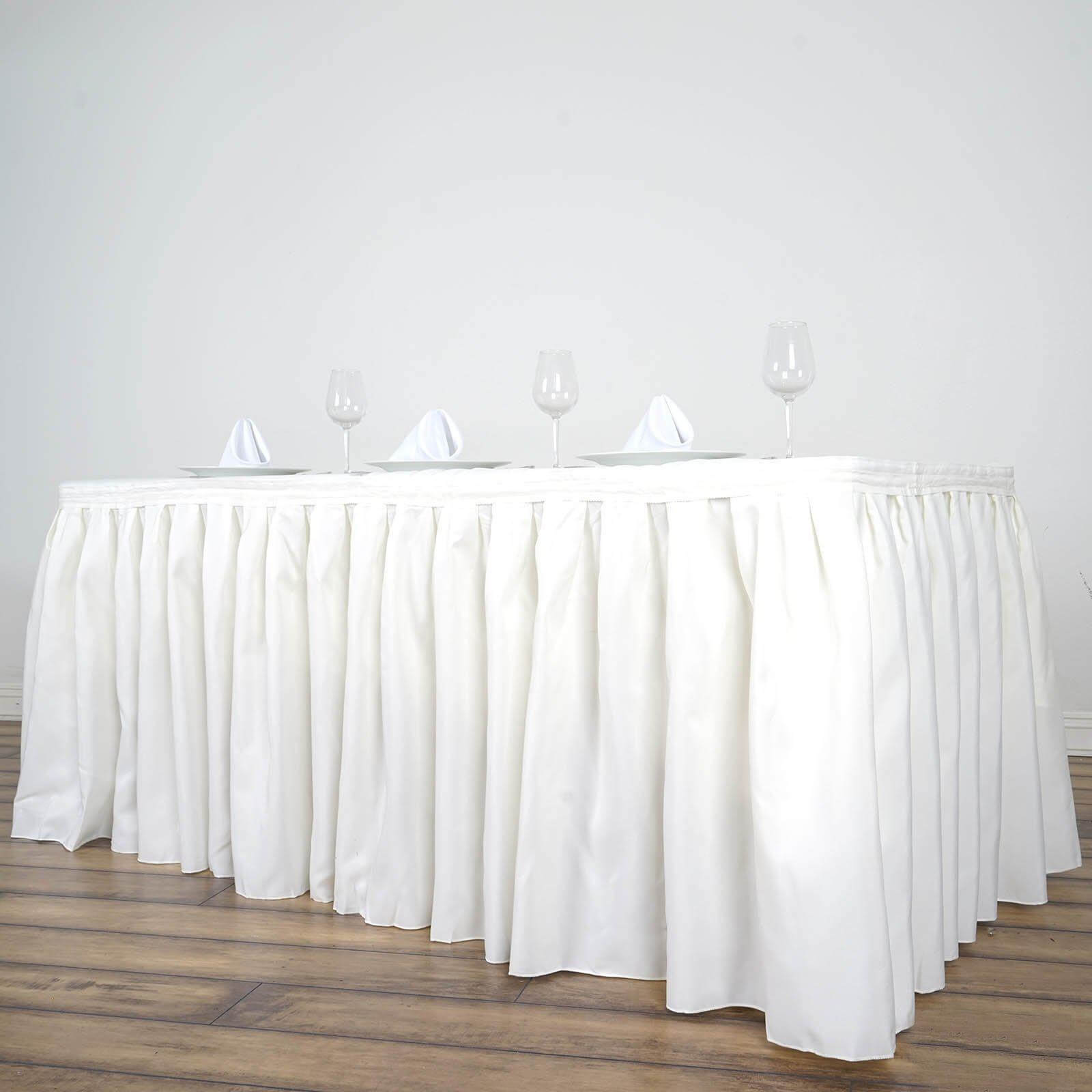 Polyester 17ft Table Skirt Ivory - Classic Pleated Design