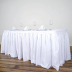 Polyester 17ft Table Skirt White - Classic Pleated Design for Weddings & Events
