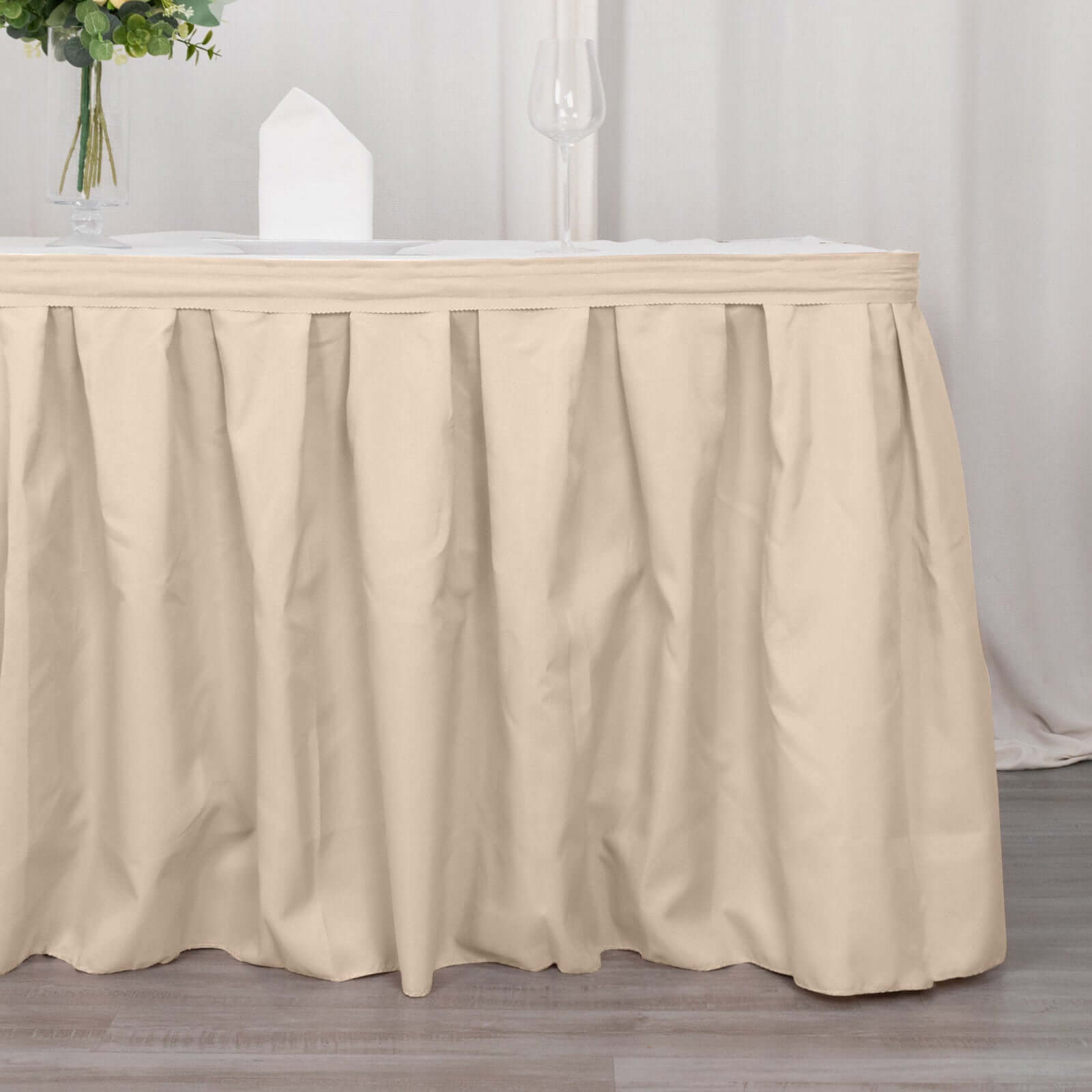 Polyester 21ft Table Skirt Nude - Classic Pleated Design - Bell Racket Store
