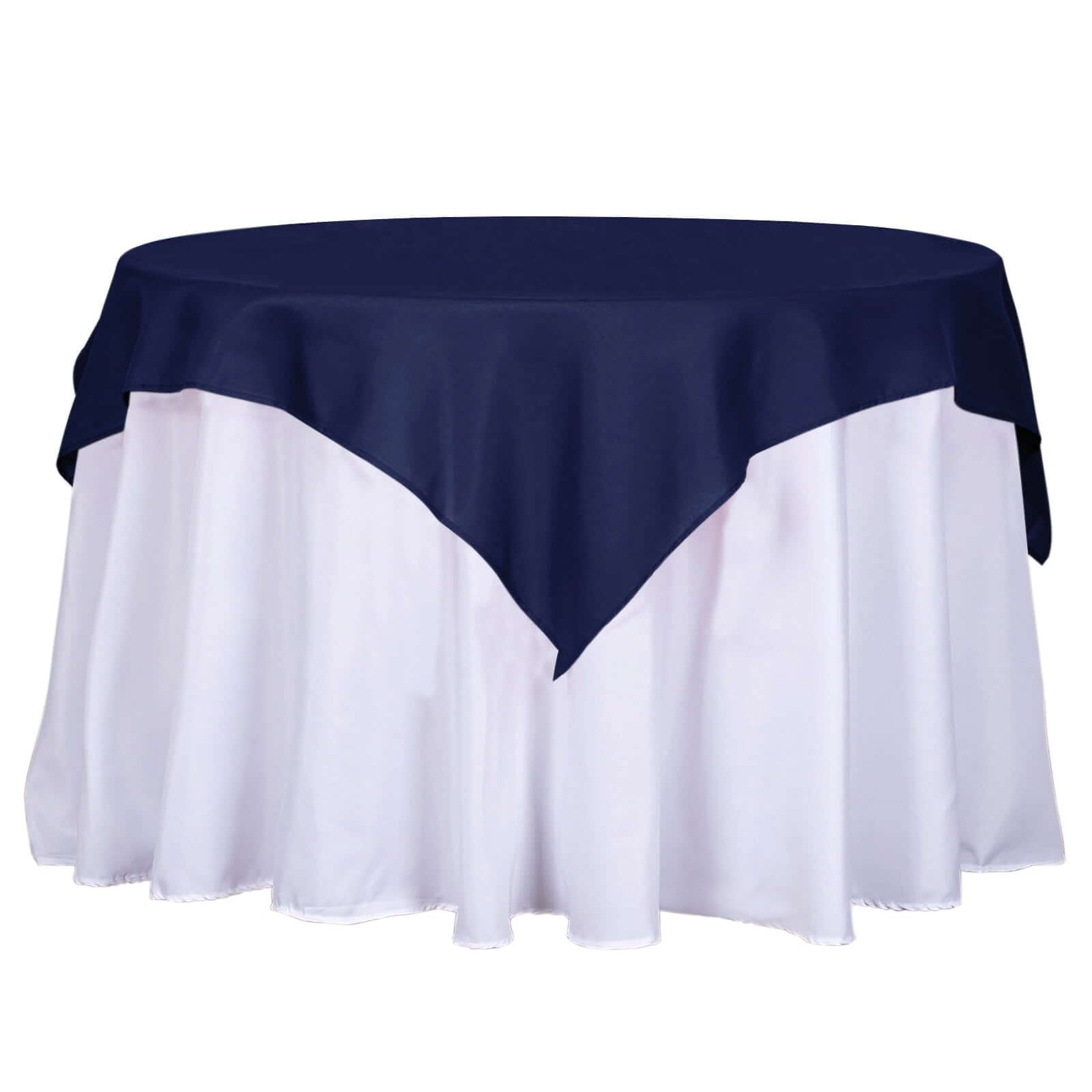 Polyester 54"x54" Table Overlay Square Tablecloth Navy Blue - Wrinkle-Resistant & Durable Table Cover