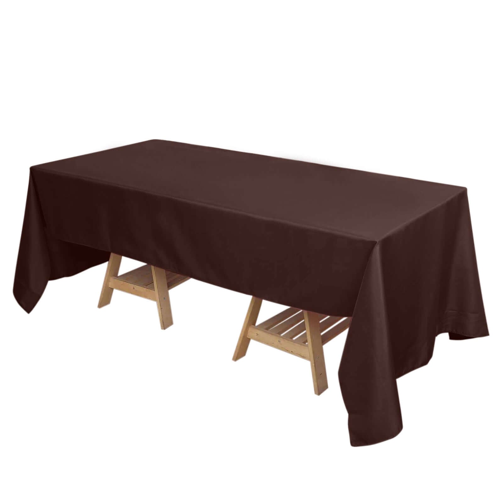 Polyester 72"x120" Rectangle Tablecloth Chocolate - Durable and Stylish Table Cover