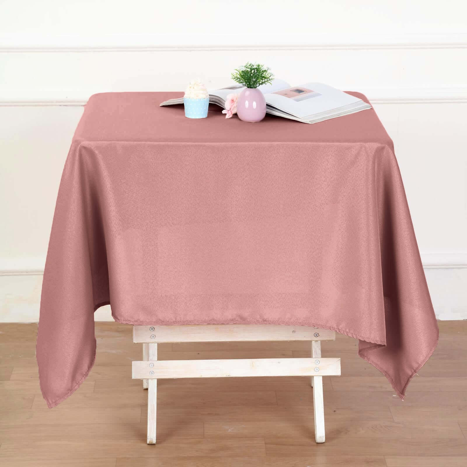 Polyester Square 54"x54" Tablecloth Dusty Rose - Wrinkle-Resistant & Durable Table Cover