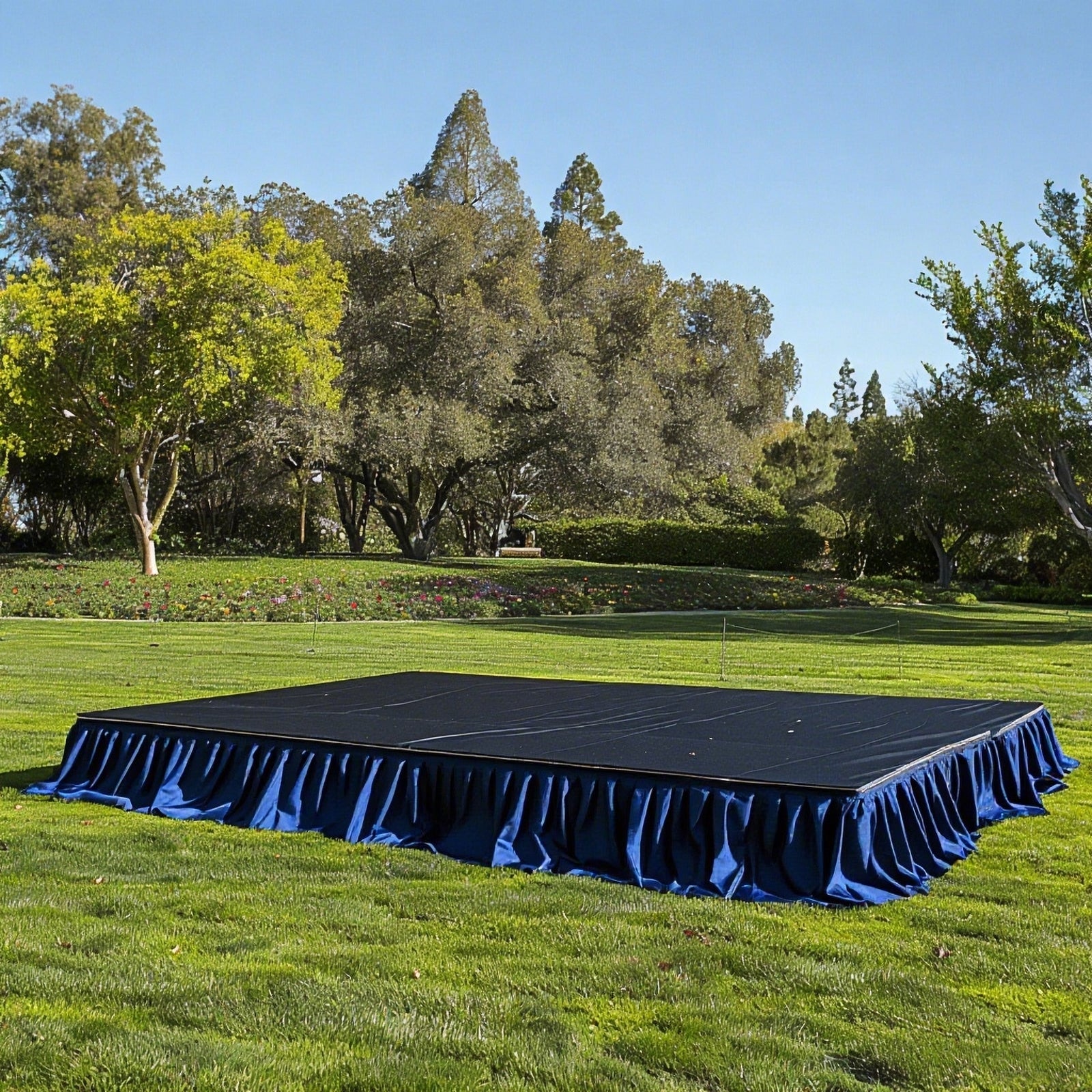 Portable Stage Skirt Navy Blue Polyester Platform Skirting Cloth for Events, Performances & Wedding Staging - 16"x10ft - Bell Racket Store