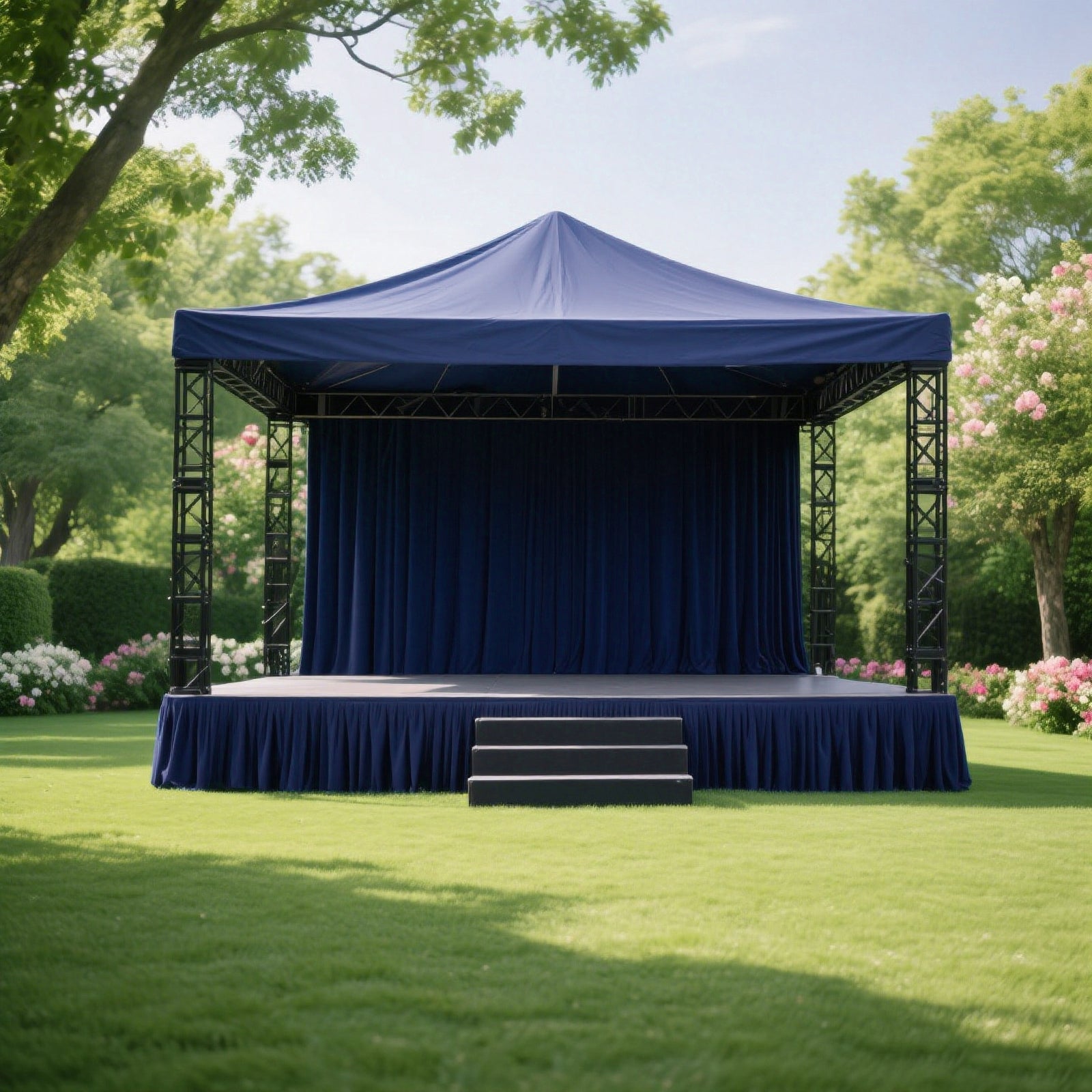 Portable Stage Skirt Navy Blue Polyester Platform Skirting Cloth for Events, Performances & Wedding Staging - 16"x10ft - Bell Racket Store