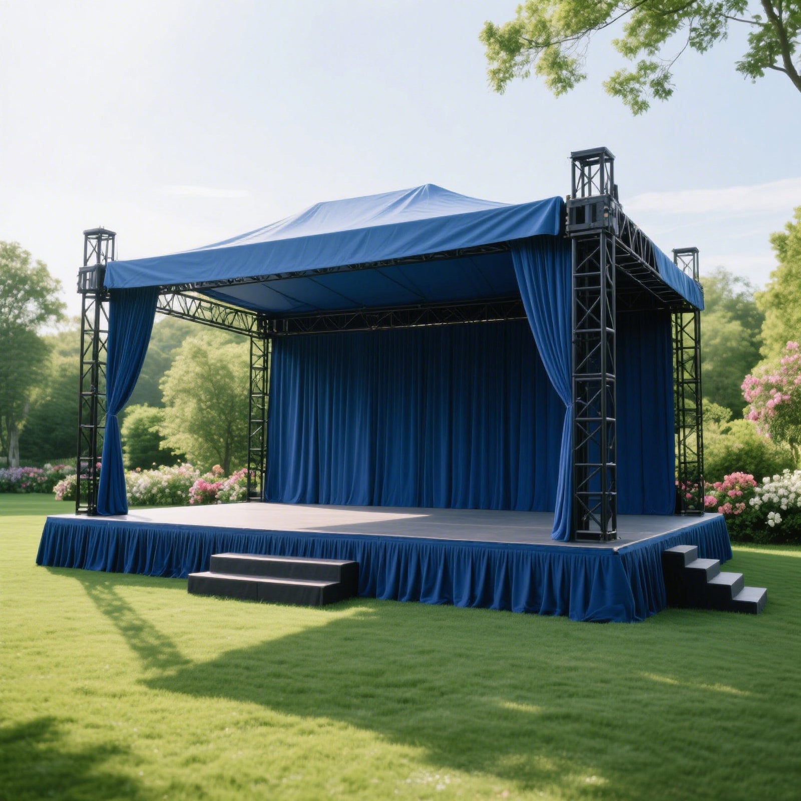 Portable Stage Skirt Royal Blue Polyester Platform Skirting Cloth for Events, Performances & Wedding Staging - 16"x10ft - Bell Racket Store
