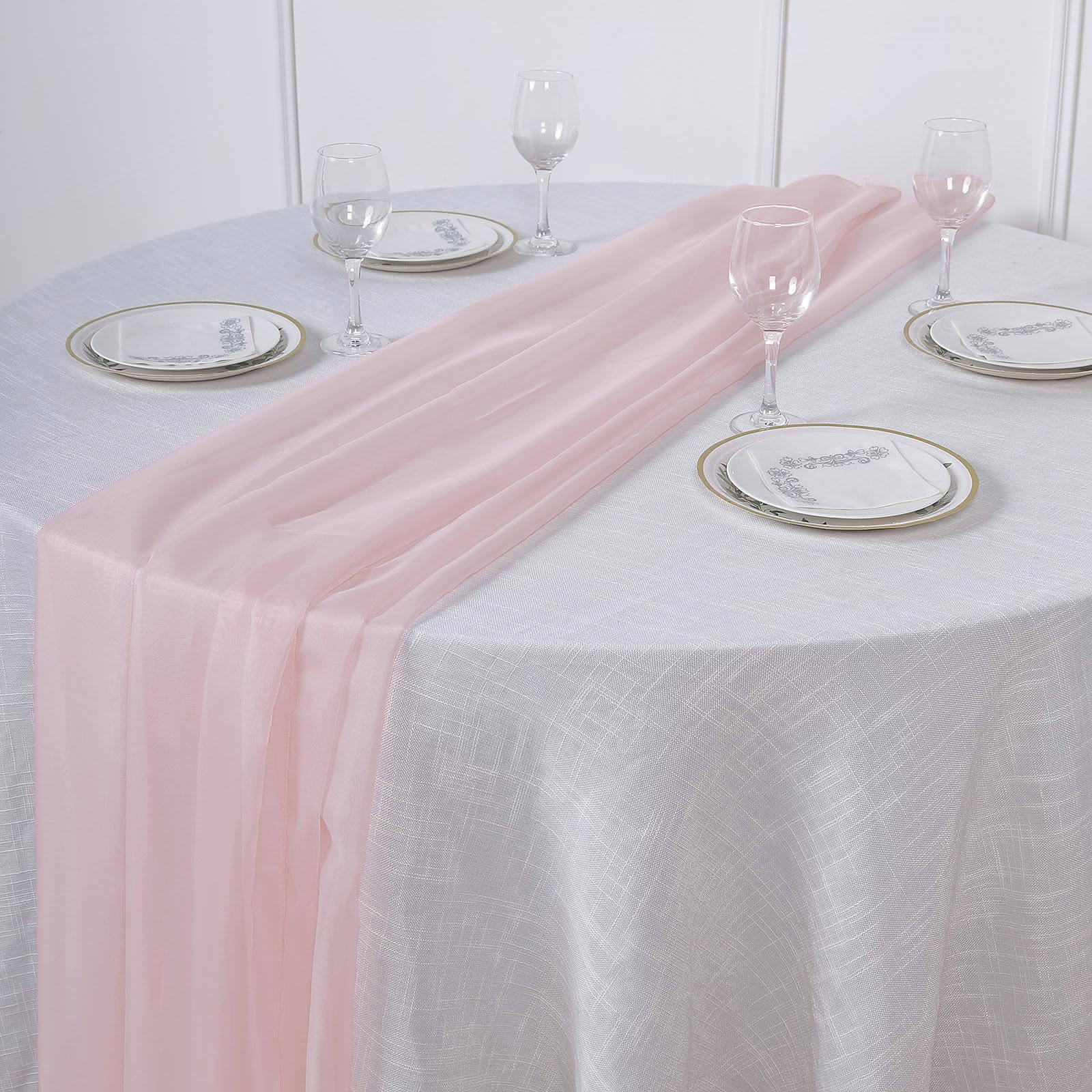 Chiffon 6ft Table Runner Blush - Flowy & Lightweight Table Decor