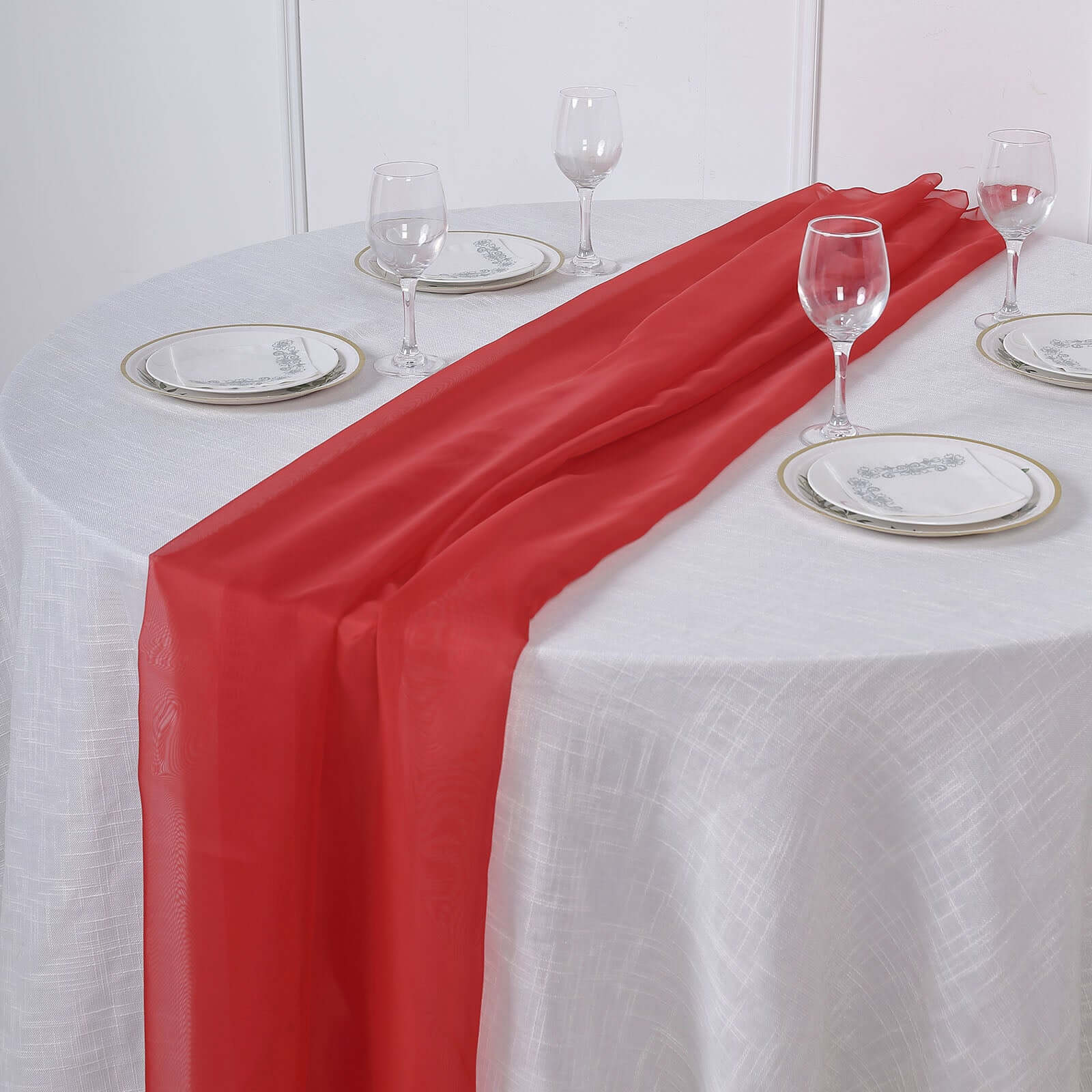 Chiffon 6ft Table Runner Red - Flowy & Lightweight Table Decor