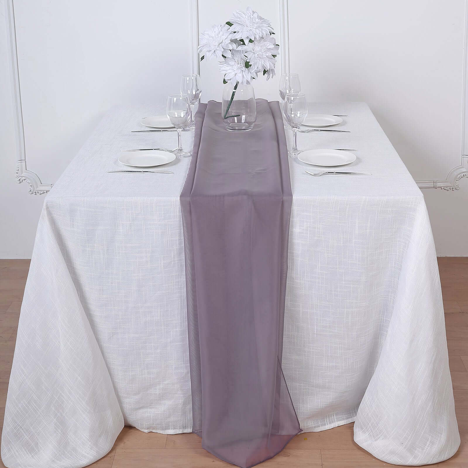 Chiffon 6ft Table Runner Violet Amethyst - Flowy & Lightweight Table Decor