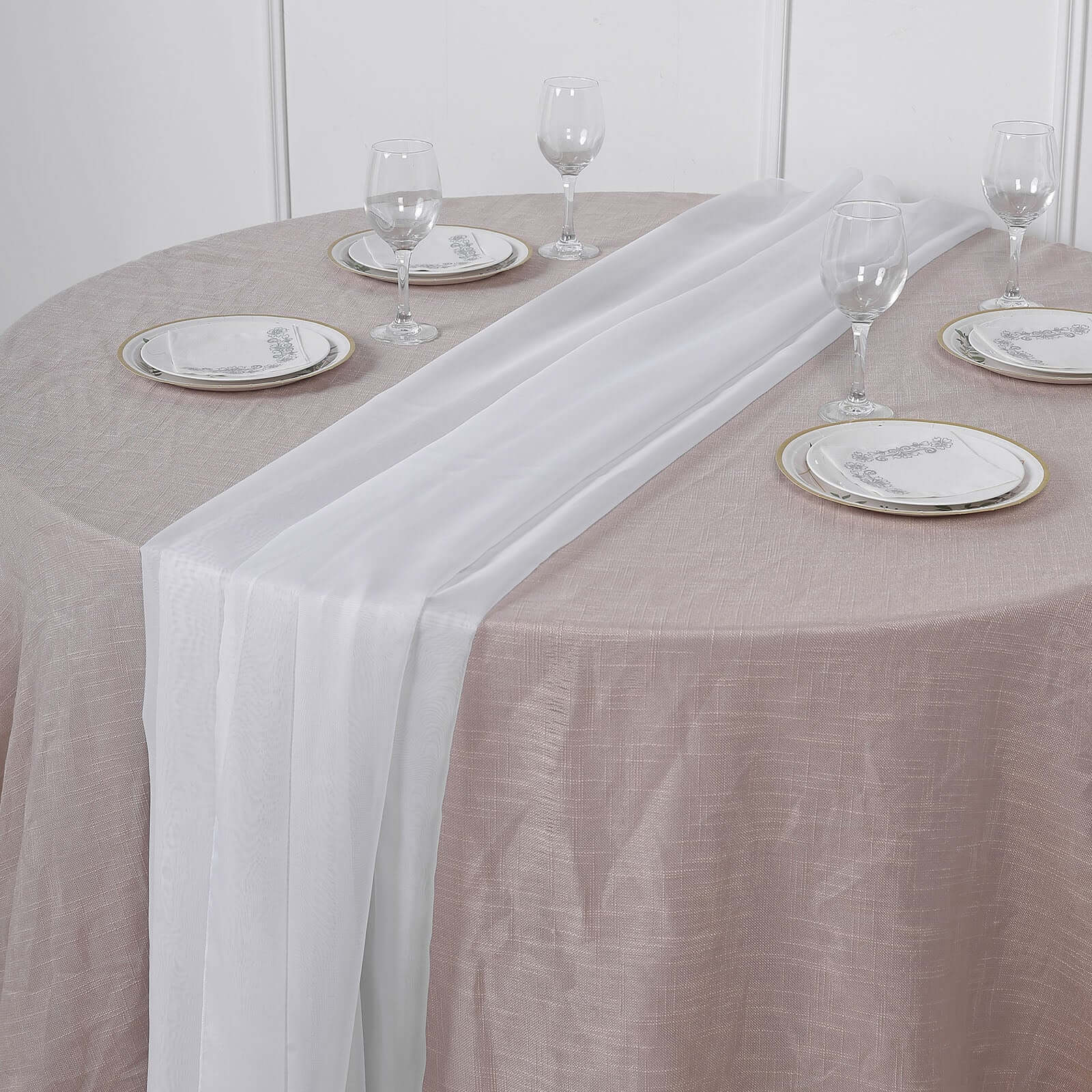 Chiffon 6ft Table Runner White - Chic Flowy & Lightweight Table Decor