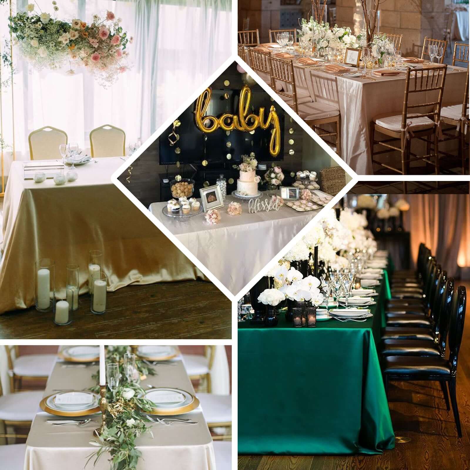 Satin Rectangular 90"x156" Tablecloth Gold - Seamless Stylish Table Cover for Wedding & Event Decoration