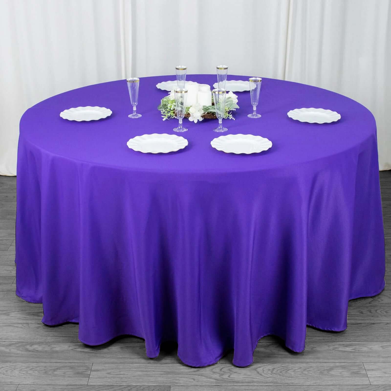 Premium Polyester 120" Round Tablecloth Purple - Seamless 220GSM Wrinkle - Resistant Table Cover - Bell Racket Store