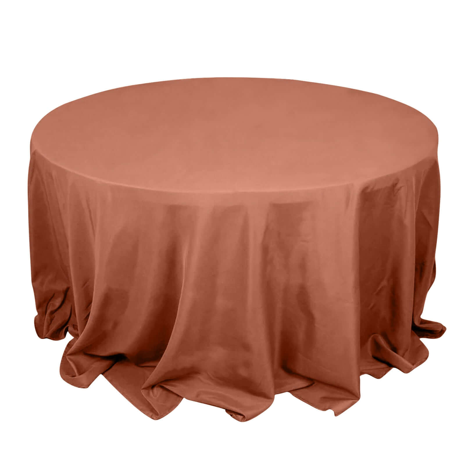 Premium Polyester 132" Round Tablecloth Terracotta (Rust) - Seamless 220GSM Wrinkle-Resistant Table Cover