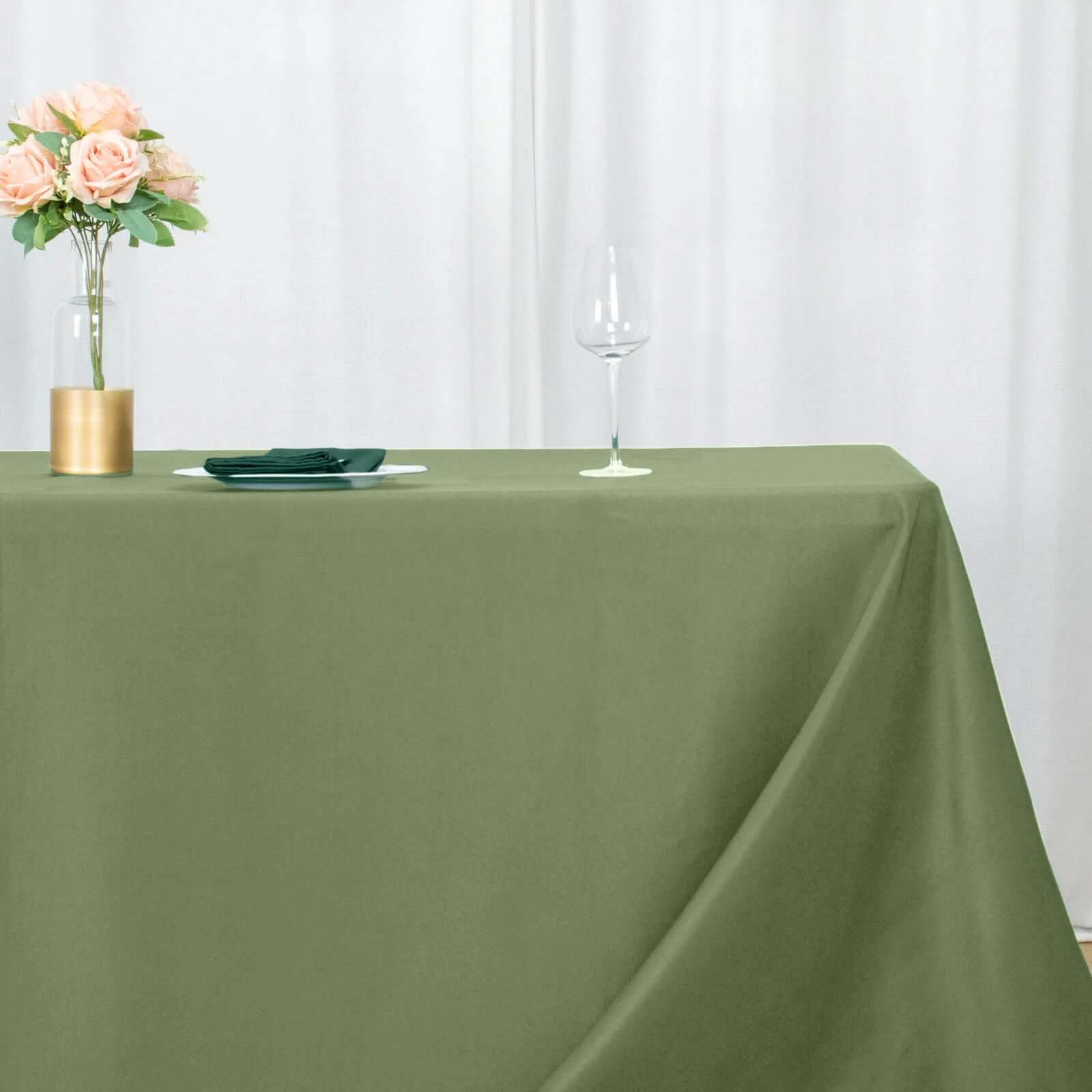 Premium Polyester 90"x132" Rectangle Tablecloth Dusty Sage Green - Seamless 220GSM Stain - Resistant Table Cover - Bell Racket Store
