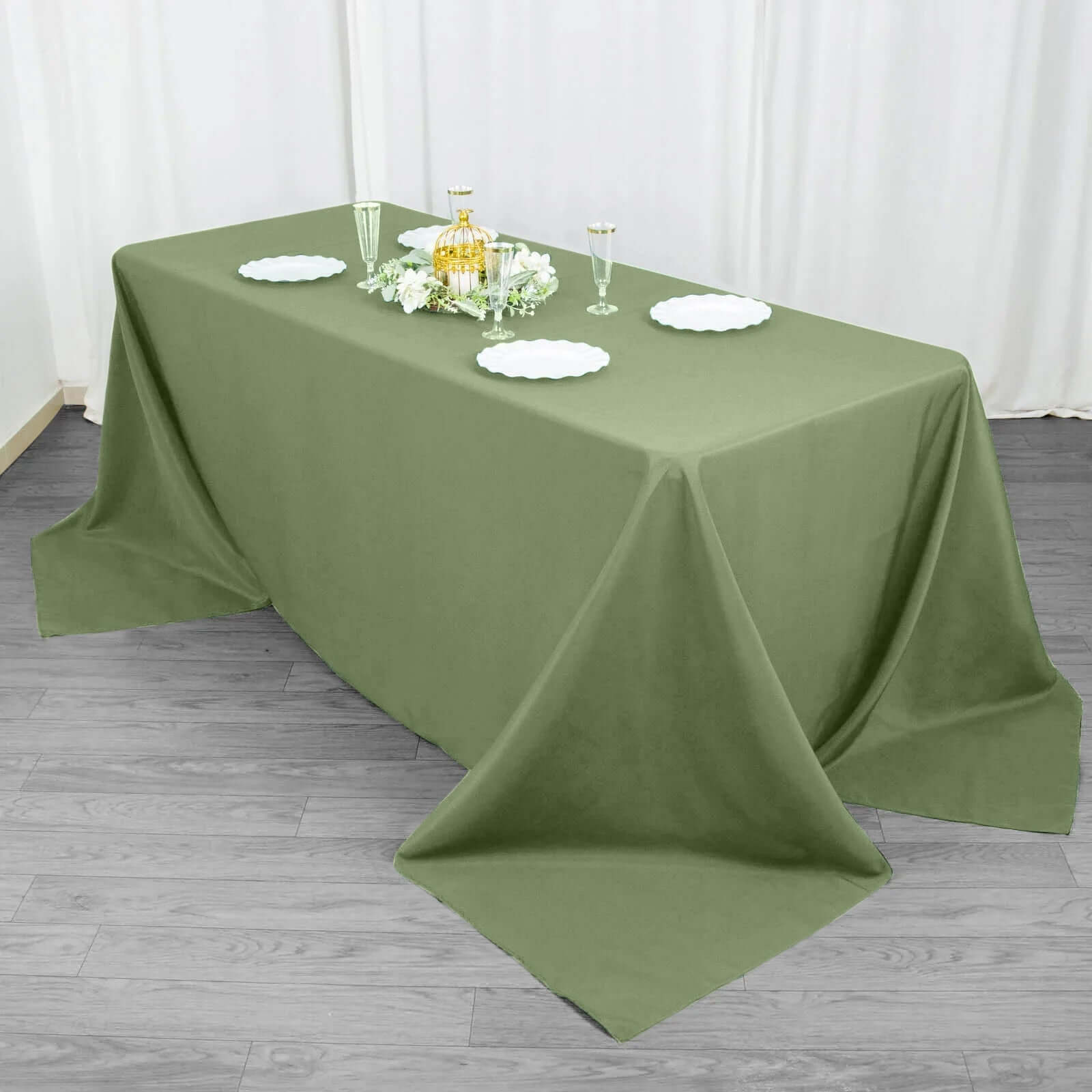 Premium Polyester 90"x132" Rectangle Tablecloth Dusty Sage Green - Seamless 220GSM Stain - Resistant Table Cover - Bell Racket Store