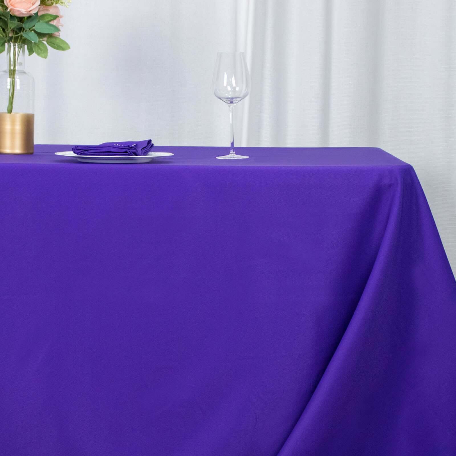 Premium Polyester 90"x132" Rectangle Tablecloth Purple - Seamless 220GSM Stain - Resistant Table Cover - Bell Racket Store