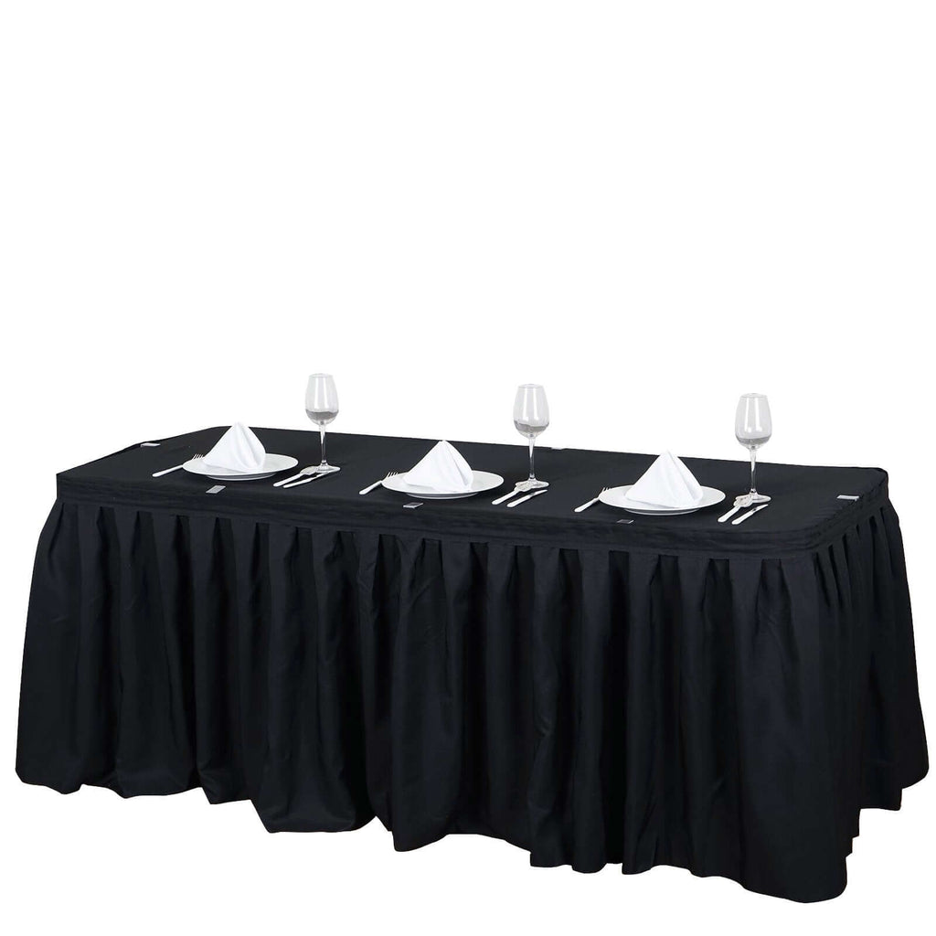 Polyester 14ft Table Skirt Black - Classic Pleated Design