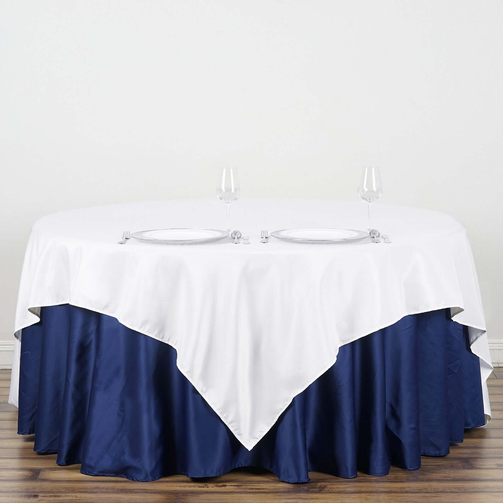 Polyester 90"x90" Table Overlay Square Tablecloth White - Wrinkle-Resistant & Durable Table Cover for Events