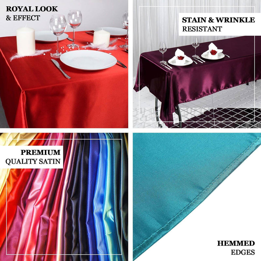 Satin Rectangular 60"x126" Tablecloth Red - Smooth and Lustrous Table Cover